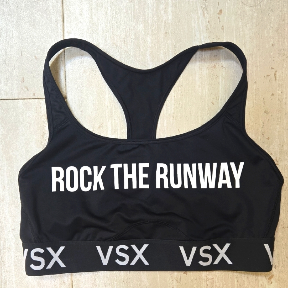 Victoria Sport VSX "Rock the Runway" Black Racerback Sports Bra